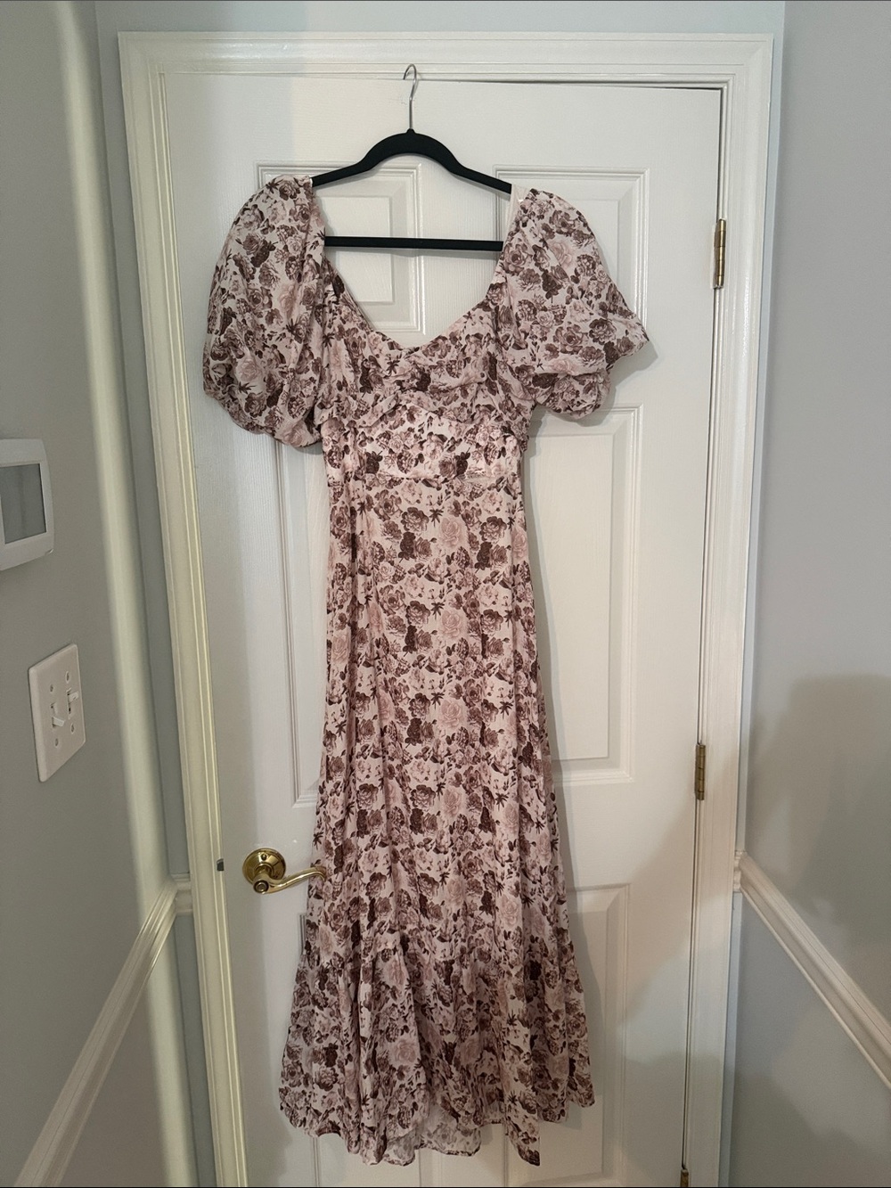 South Moon Under Mauve Floral Puff-Sleeve Maxi Dress